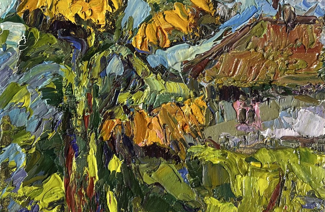 Oil painting Sunflowers near the house Oksana Kalenyuk - 8