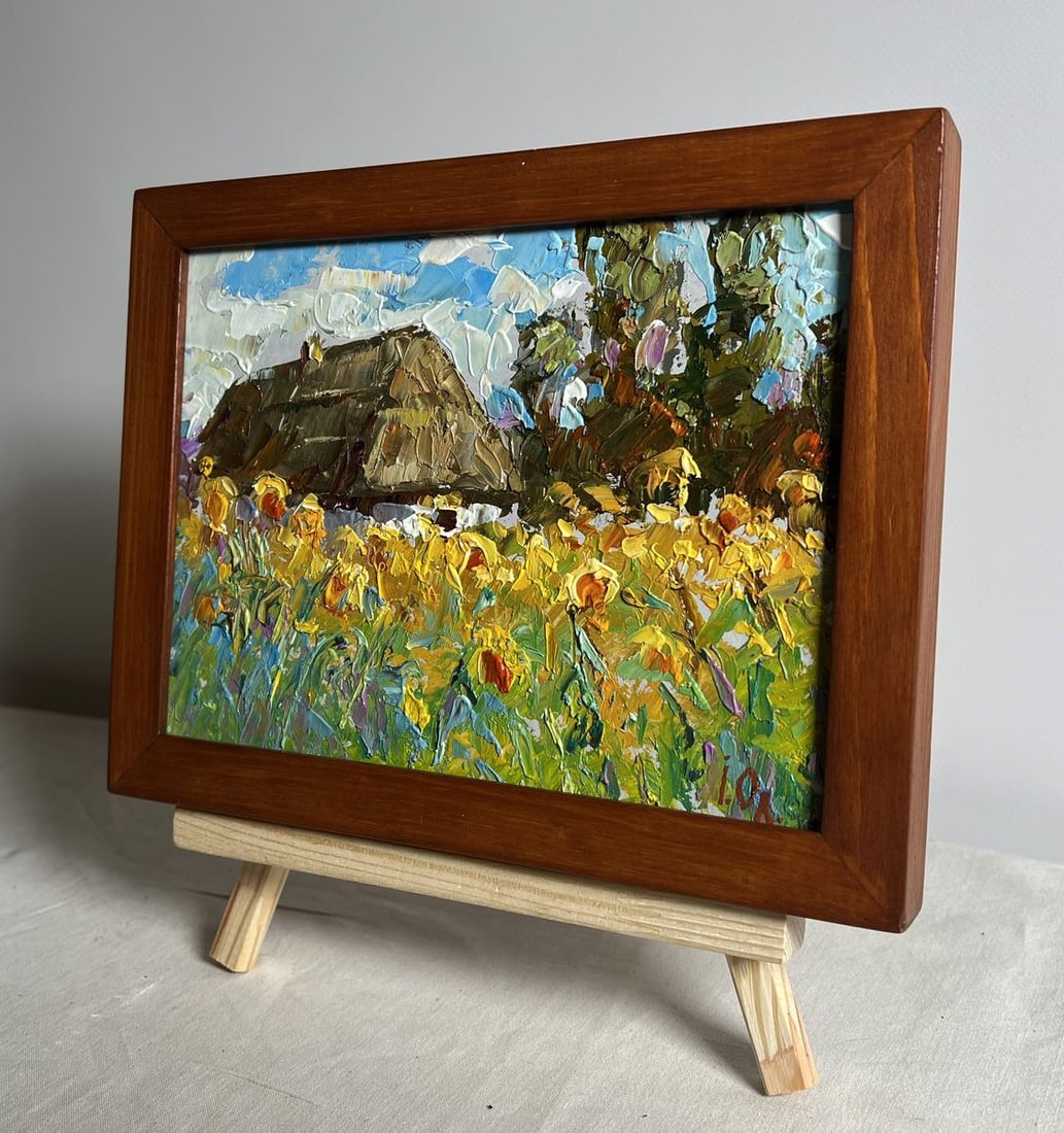 Oil painting House and Sunflowers Alex Kalenyuk - 2