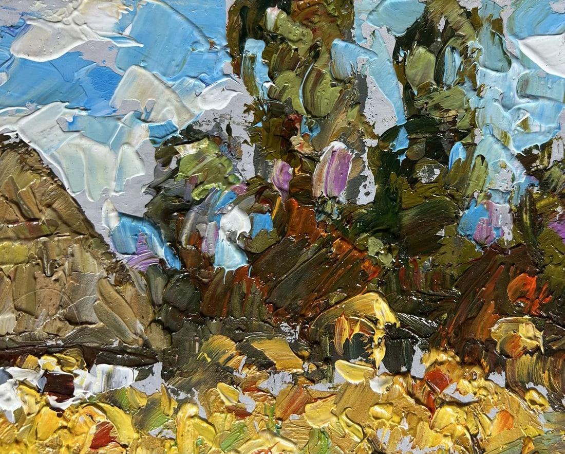 Oil painting House and Sunflowers Alex Kalenyuk - 4