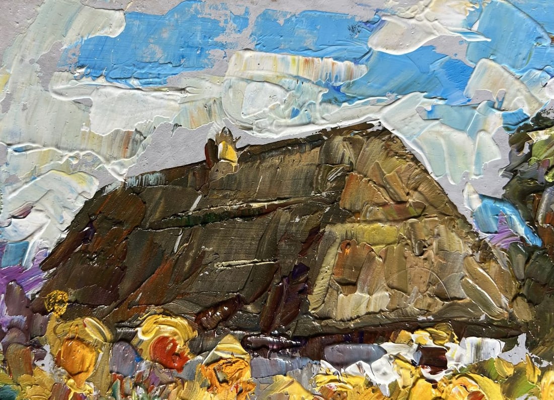 Oil painting House and Sunflowers Alex Kalenyuk - 5