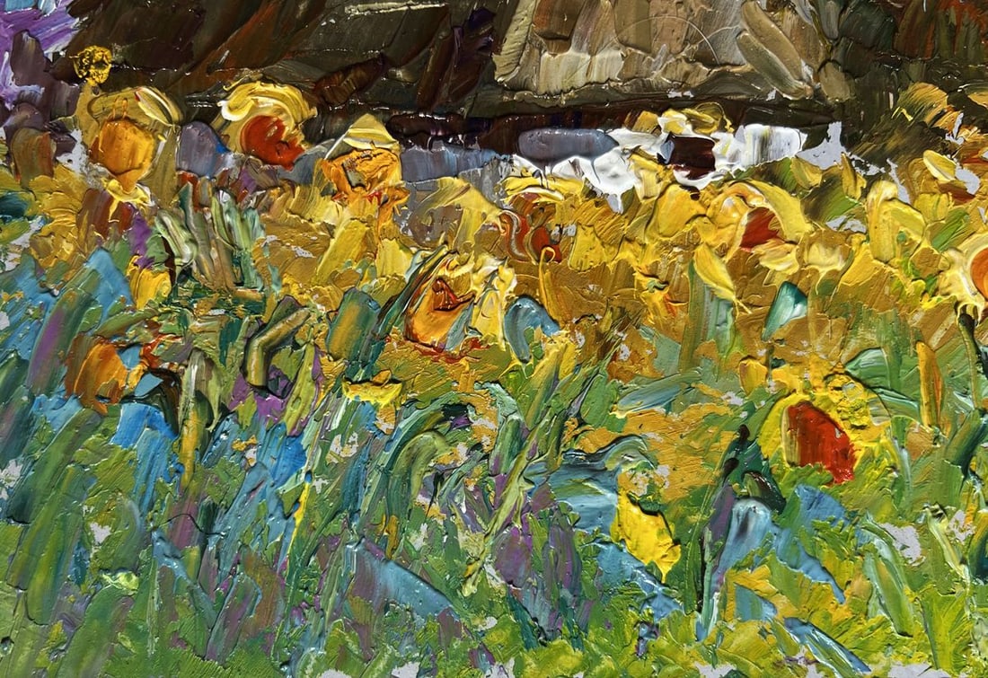Oil painting House and Sunflowers Alex Kalenyuk - 6
