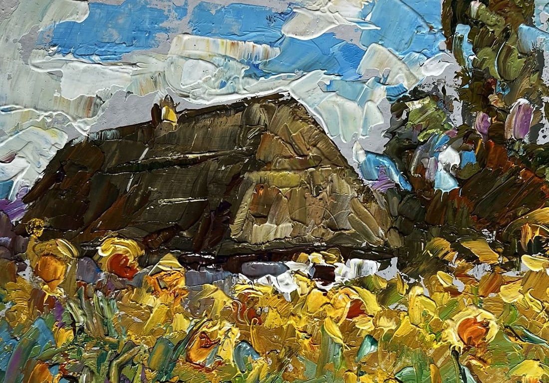 Oil painting House and Sunflowers Alex Kalenyuk - 7