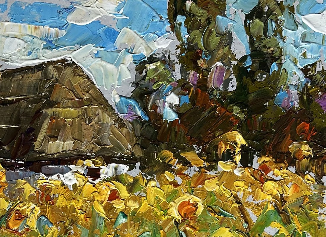 Oil painting House and Sunflowers Alex Kalenyuk - 8