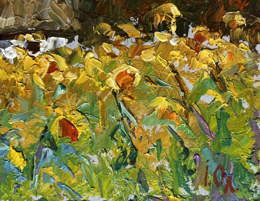 Oil painting House and Sunflowers Alex Kalenyuk - 9