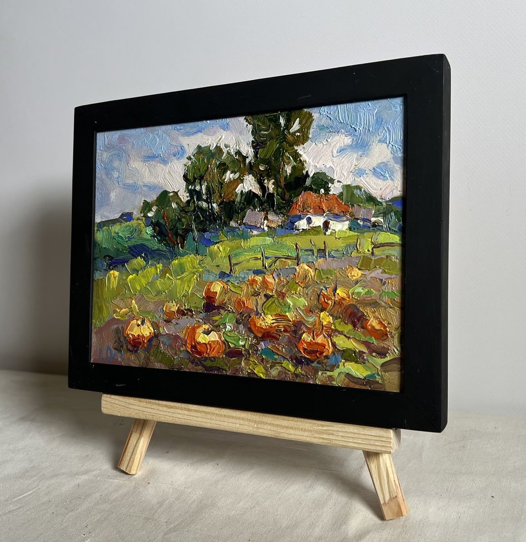 Oil painting There are pumpkins growing in the garden Oksana Kalenyuk - 2