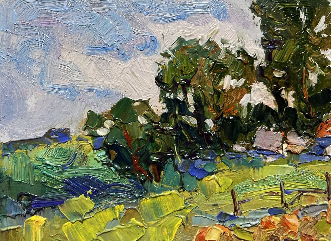 Oil painting There are pumpkins growing in the garden Oksana Kalenyuk - 4