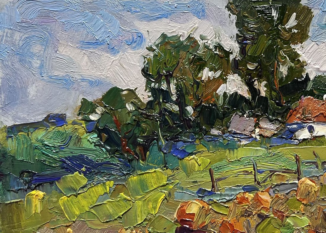 Oil painting There are pumpkins growing in the garden Oksana Kalenyuk - 7