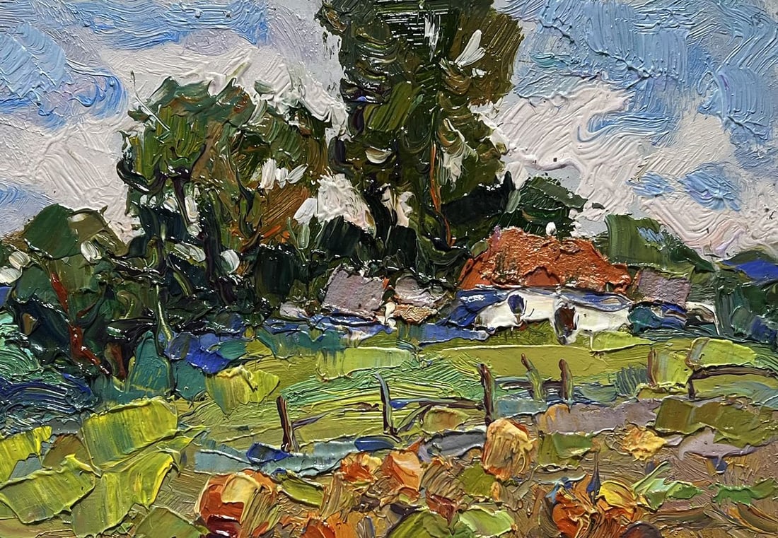 Oil painting There are pumpkins growing in the garden Oksana Kalenyuk - 8