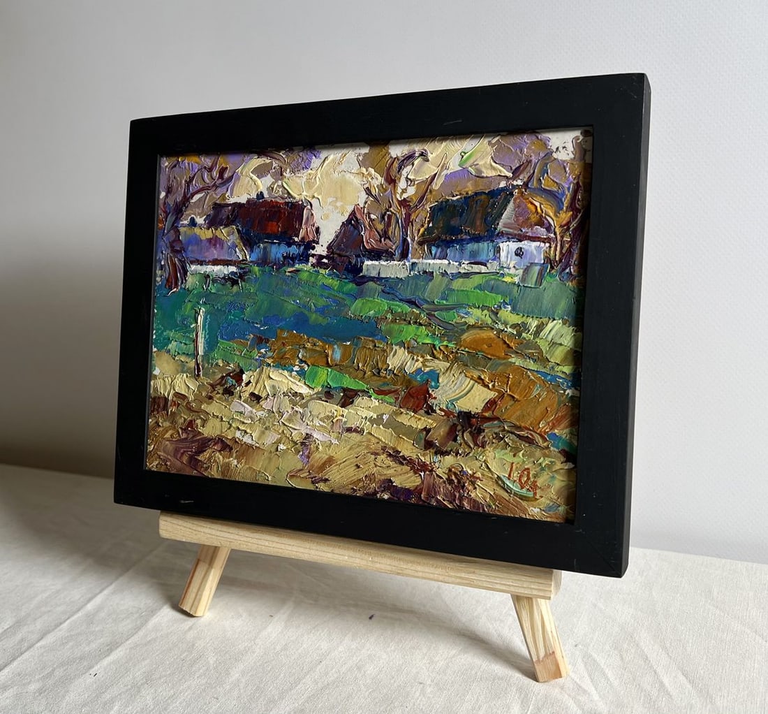 Oil painting Sunset behind the houses Alex Kalenyuk - 2