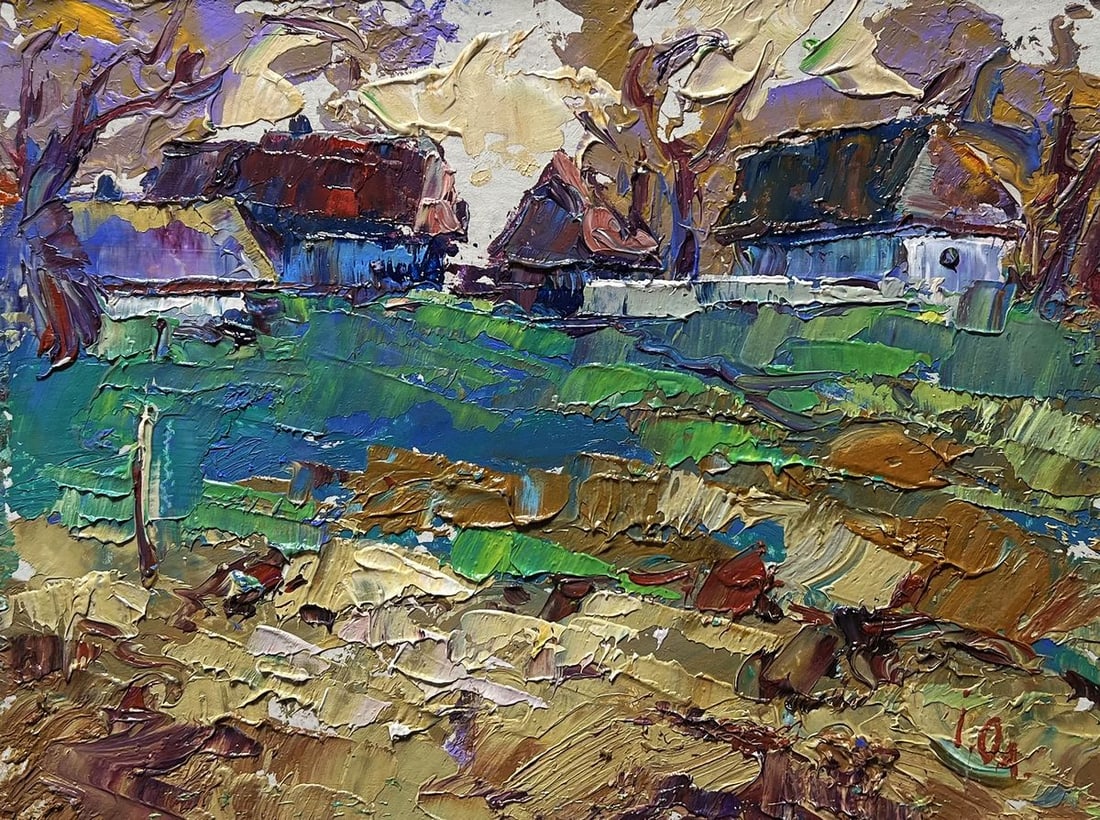Oil painting Sunset behind the houses Alex Kalenyuk - 3