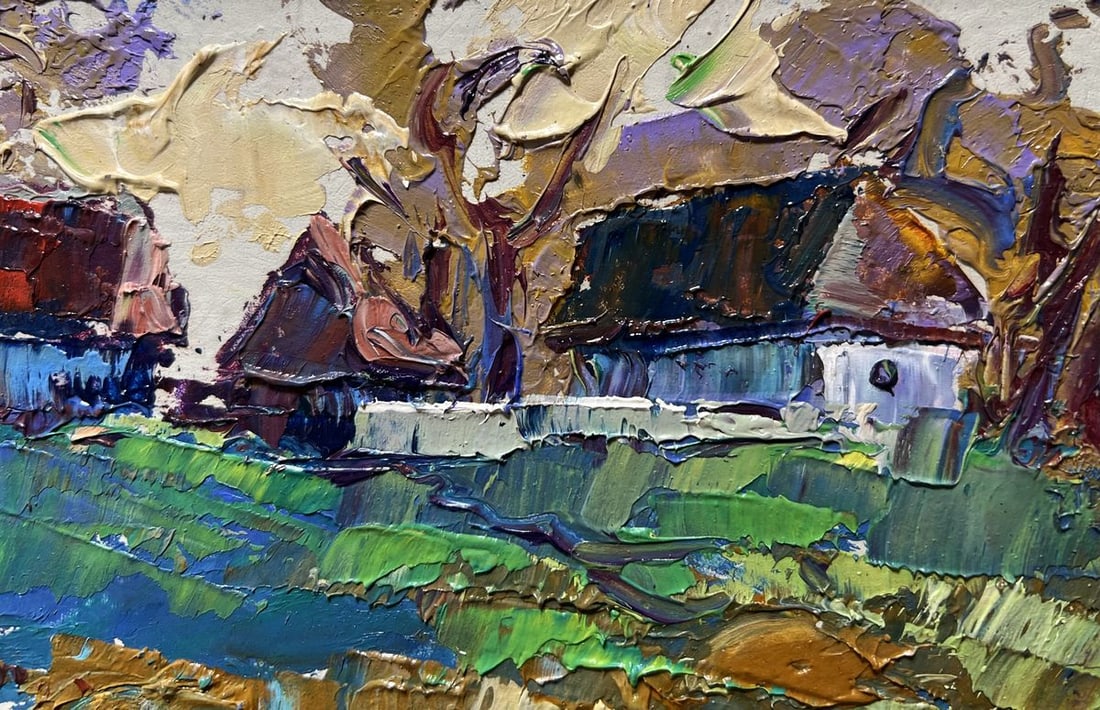 Oil painting Sunset behind the houses Alex Kalenyuk - 6