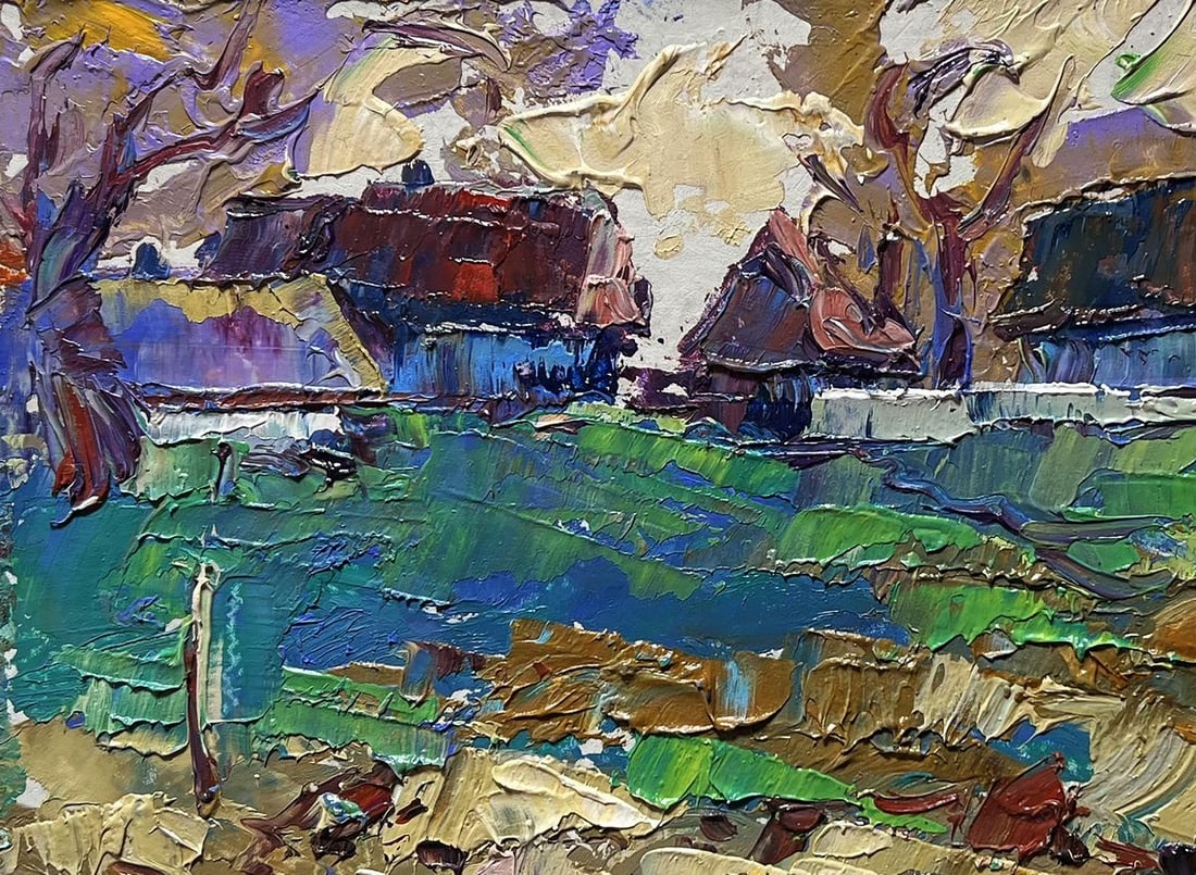 Oil painting Sunset behind the houses Alex Kalenyuk - 7