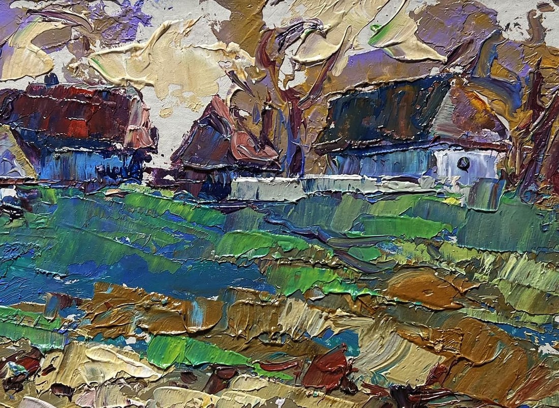 Oil painting Sunset behind the houses Alex Kalenyuk - 8