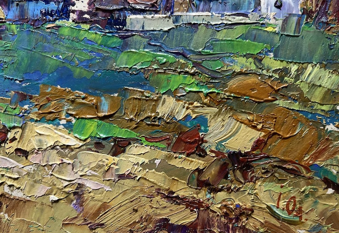 Oil painting Sunset behind the houses Alex Kalenyuk - 9