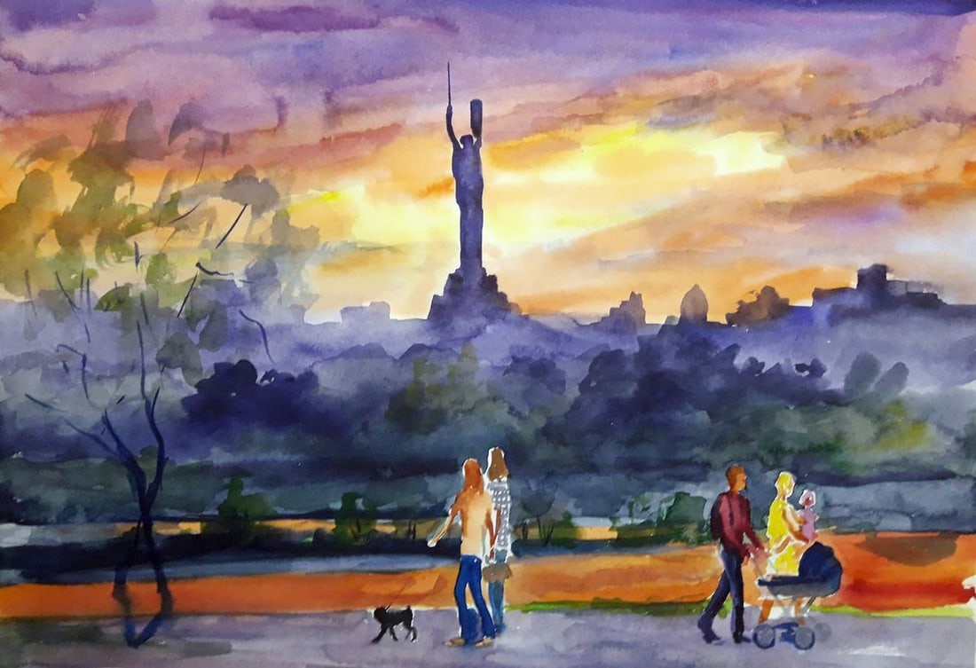 Watercolor painting Walk Serdyuk Boris Petrovich: Title: Watercolor painting Walk Serdyuk Boris Petrovich Description: NoSERB 602 *** ABOUT THIS PAINTING *** * TITLE: "Walk" * ARTISTS: Serdyuk Boris Petrovich * SIZE: 40x58 cm/'15.74x22.83 inches' * M