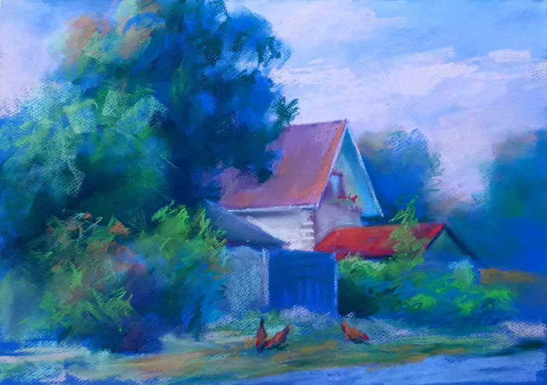 Pastel painting Red roofs Serdyuk Boris Petrovich (1 of 5)