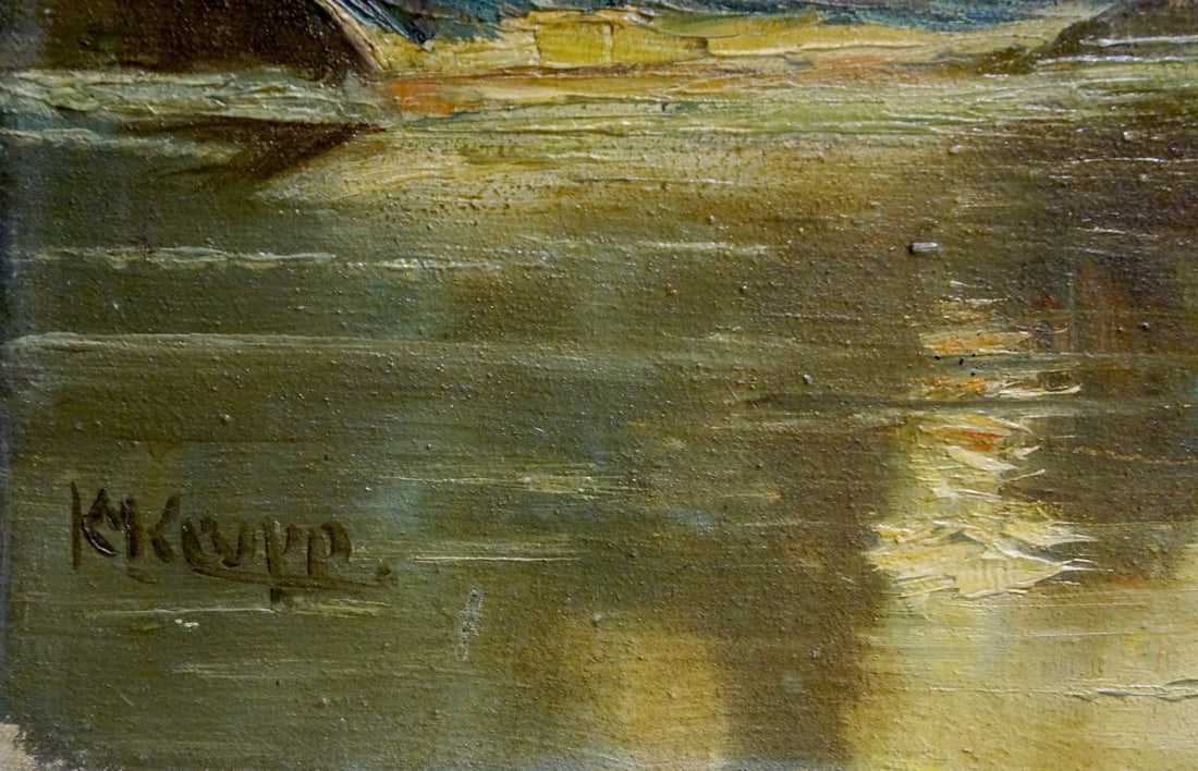 Oil painting Medieval castle Karl Klupp Munchen - 6