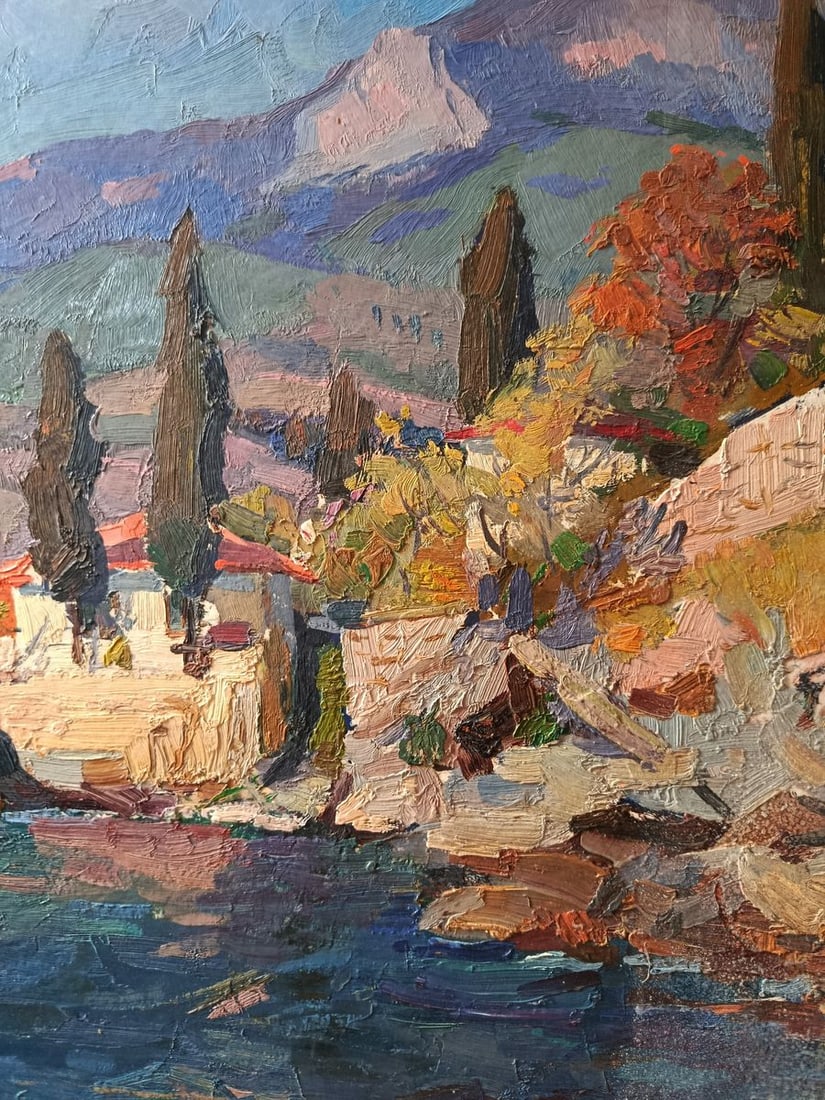 Oil painting On the mountain bank of the river Petro Kolomoytsev - 2