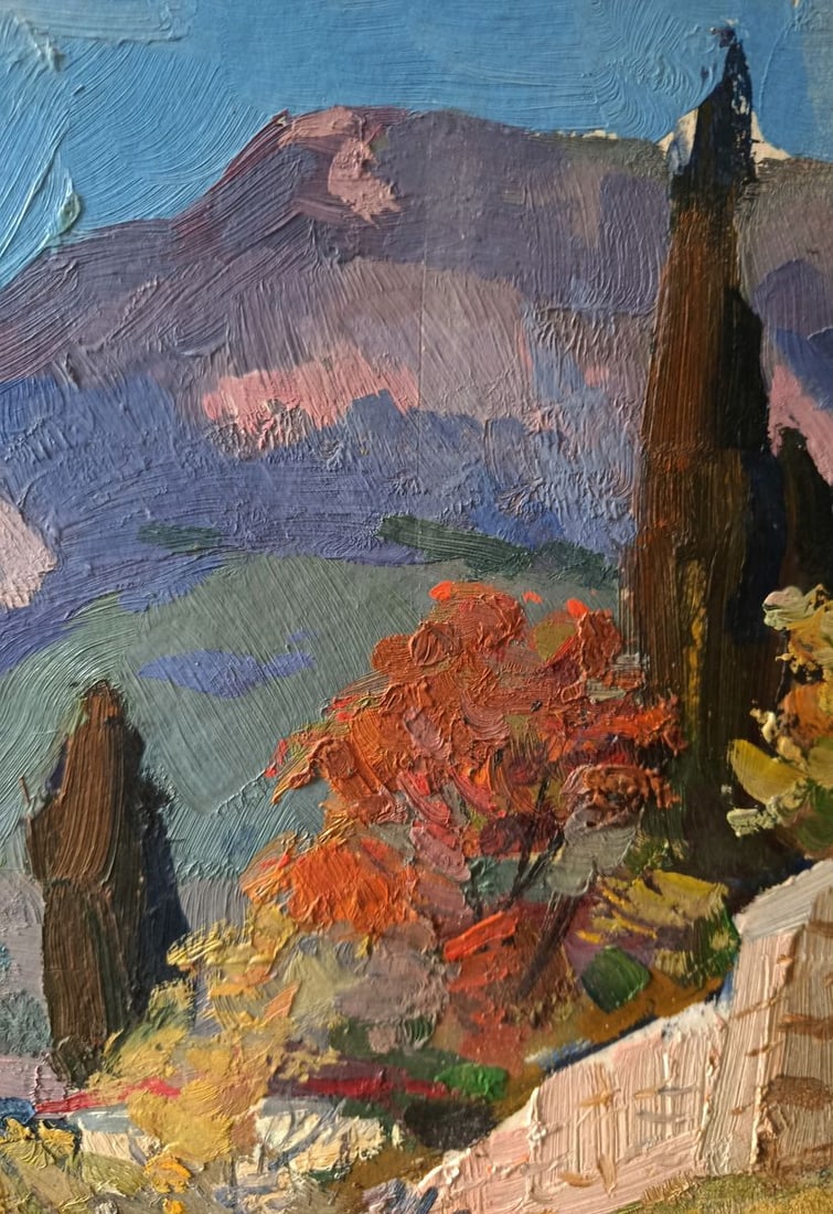 Oil painting On the mountain bank of the river Petro Kolomoytsev - 3