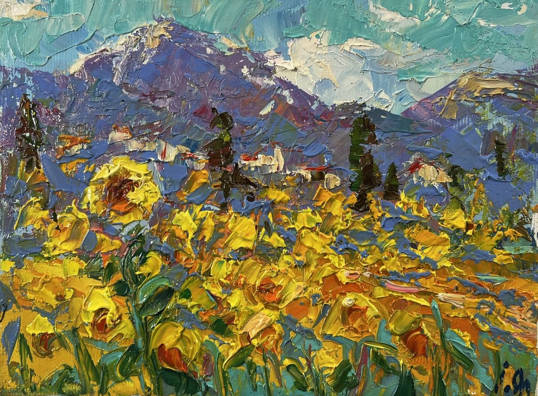 Oil painting Sunflowers field Oleksiy Ivanyuk - 3