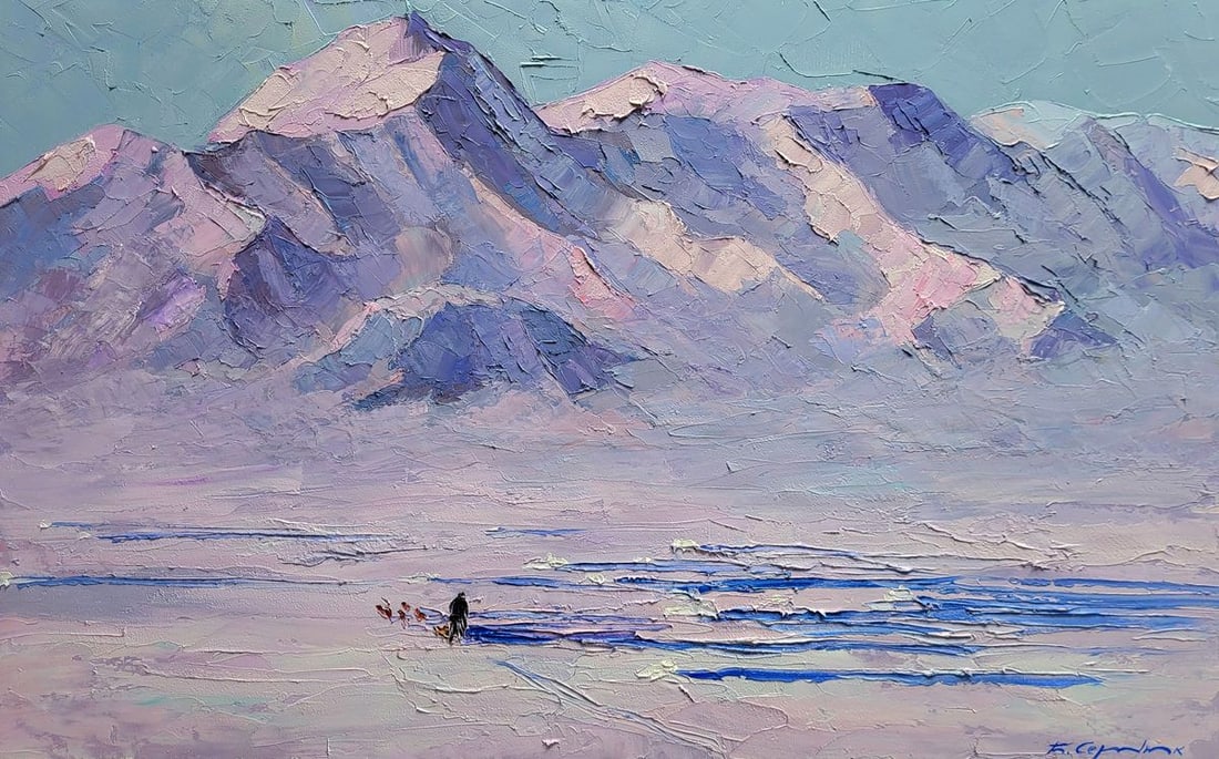 Oil painting Breath of the North Wind Boris Serdyuk: Title: Oil painting Breath of the North Wind Boris Serdyuk Description: NoSERB 1221The Oil painting on Canvas titled "Breath of the North Wind" captures the profound vastness and quiet majesty of a