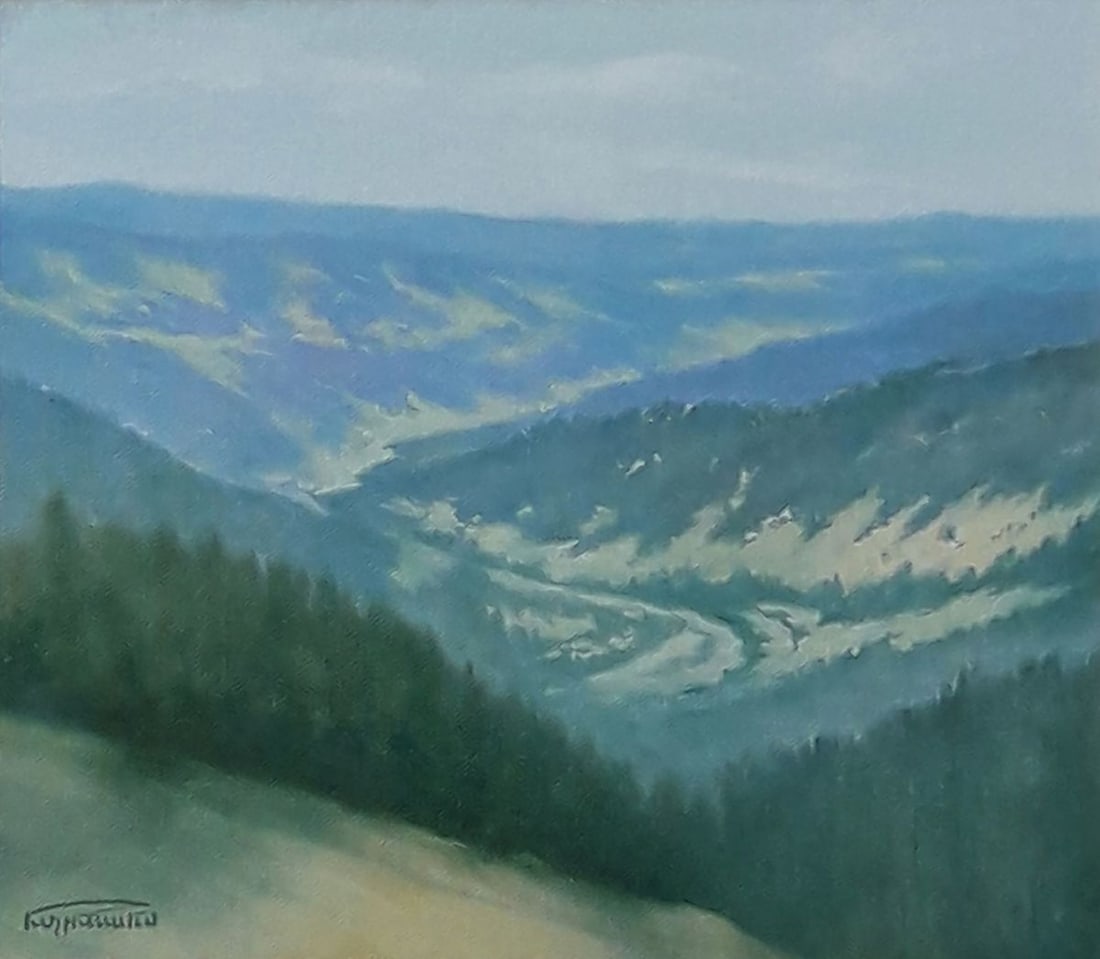 Oil painting View of forested mountains Vasily Korkishko - 2