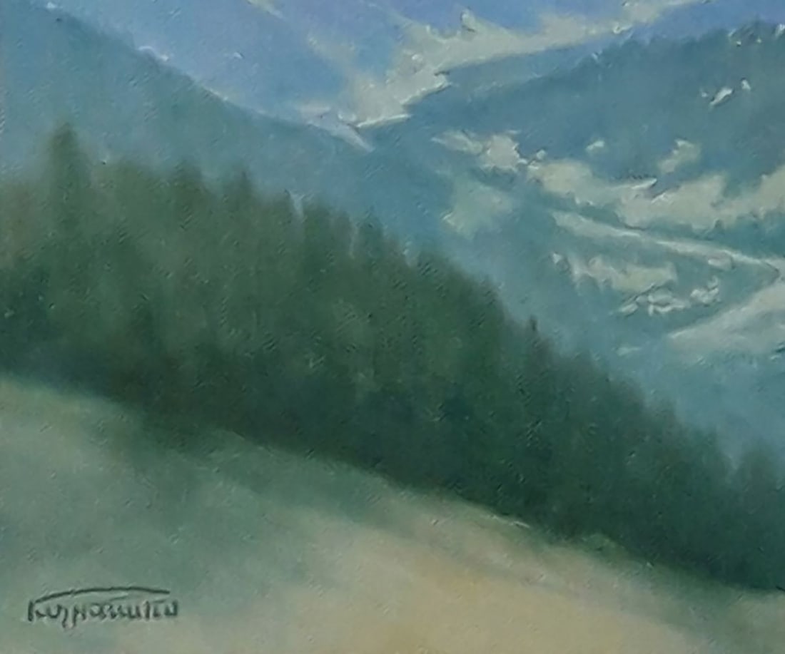 Oil painting View of forested mountains Vasily Korkishko - 4