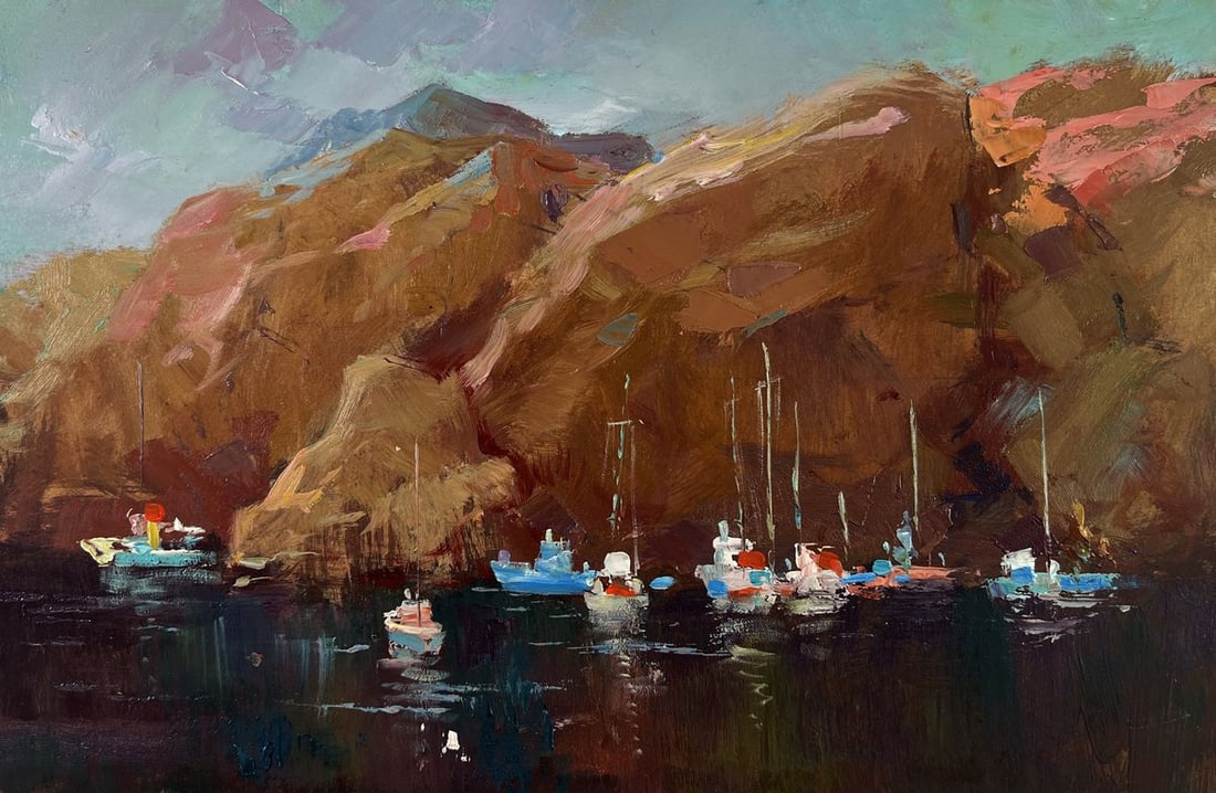 Oil painting Sails against the backdrop of mountains Yuriy Suprunchuk - 3