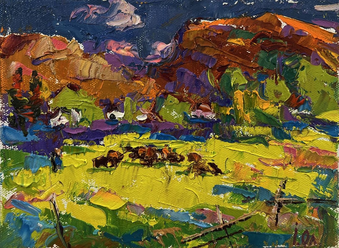 Oil painting Meadows near the mountains Oleksiy Ivanyuk - 3