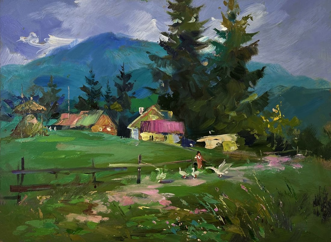 Oil painting Village in the mountains Yuriy Suprunchuk - 3