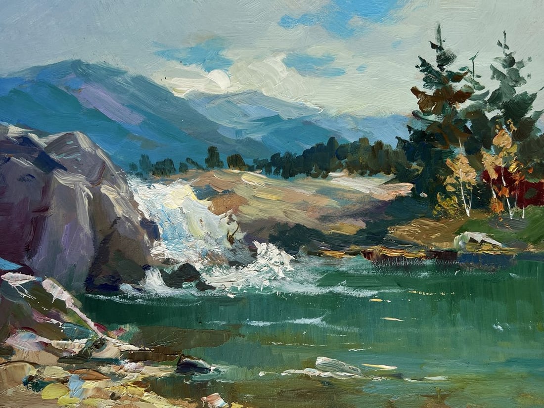 Oil painting There is a waterfall in the mountains Yuriy Suprunchuk - 3