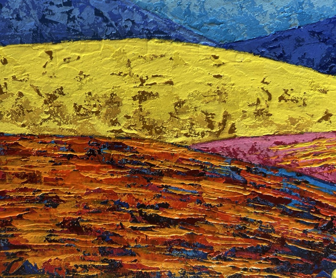 Oil painting A pink sunset is visible beyond the plains V. Zadorozhnya - 6