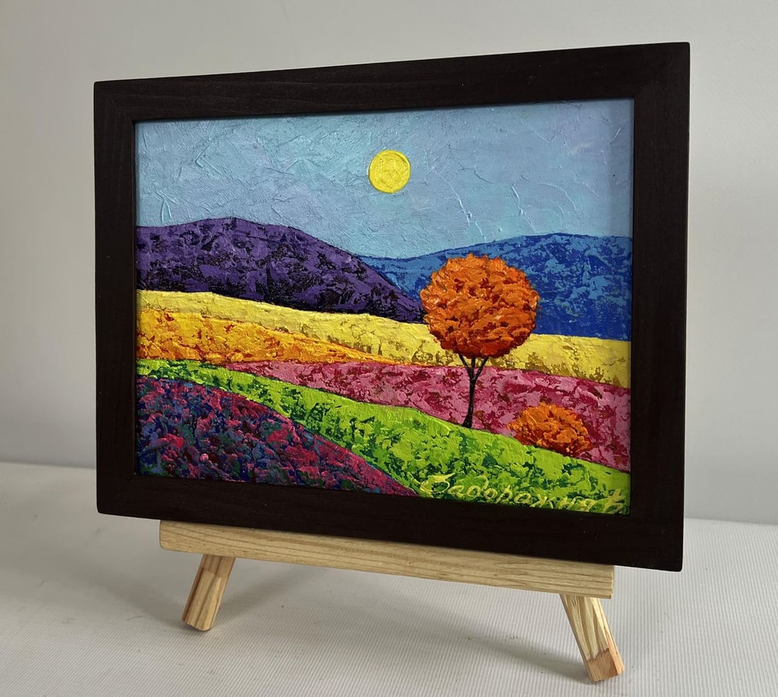 Oil painting A lonely tree in a field V. Zadorozhnya - 2