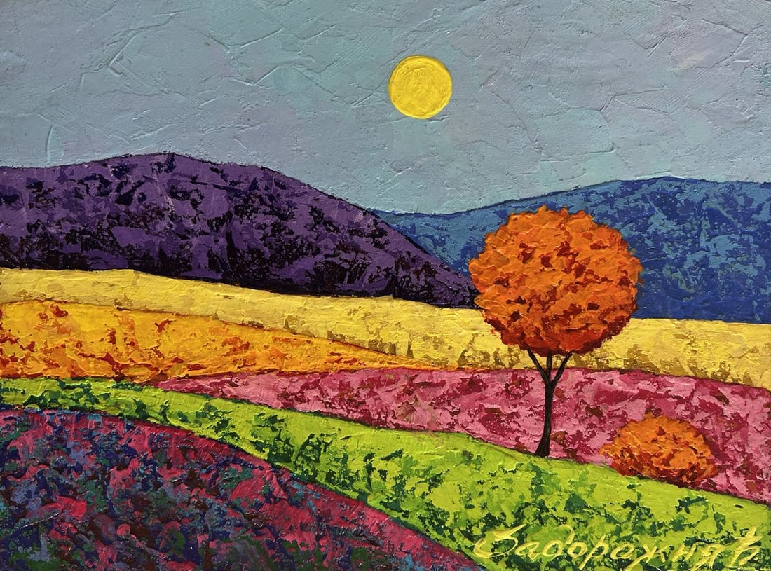 Oil painting A lonely tree in a field V. Zadorozhnya - 3
