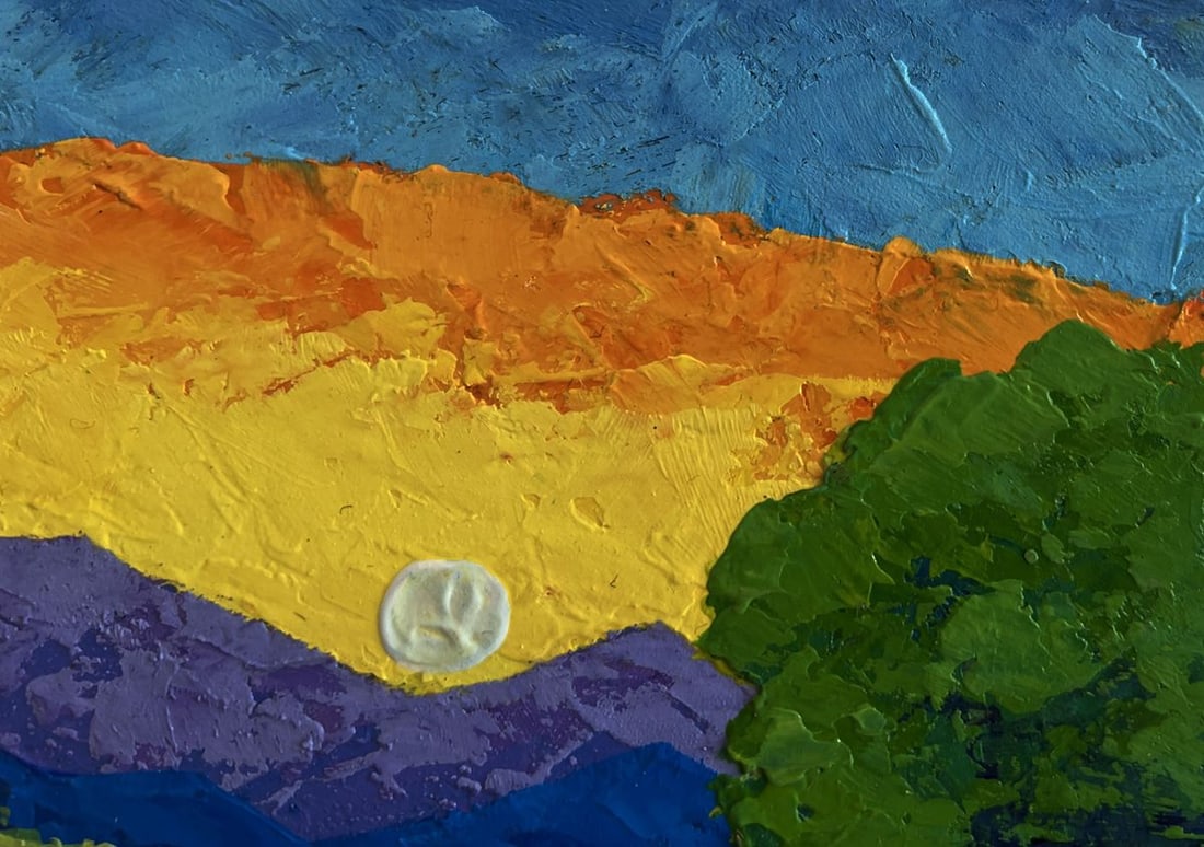 Oil painting Blue mountains with yellow sunset V. Zadorozhnya - 4