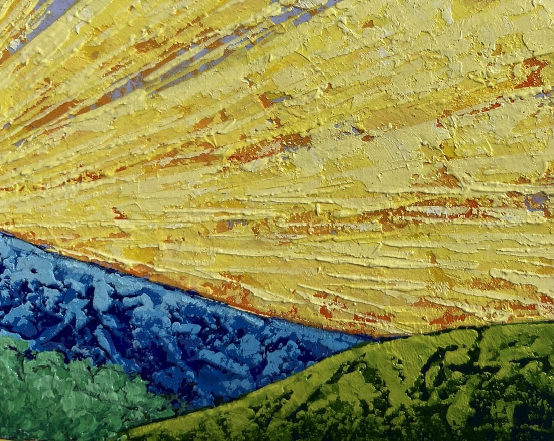 Oil painting Sunset rays over a mountain valley V. Zadorozhnya - 4