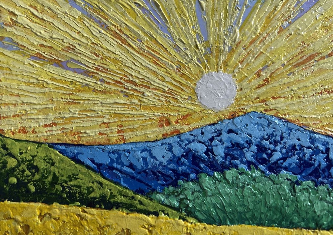 Oil painting Sunset rays over a mountain valley V. Zadorozhnya - 6