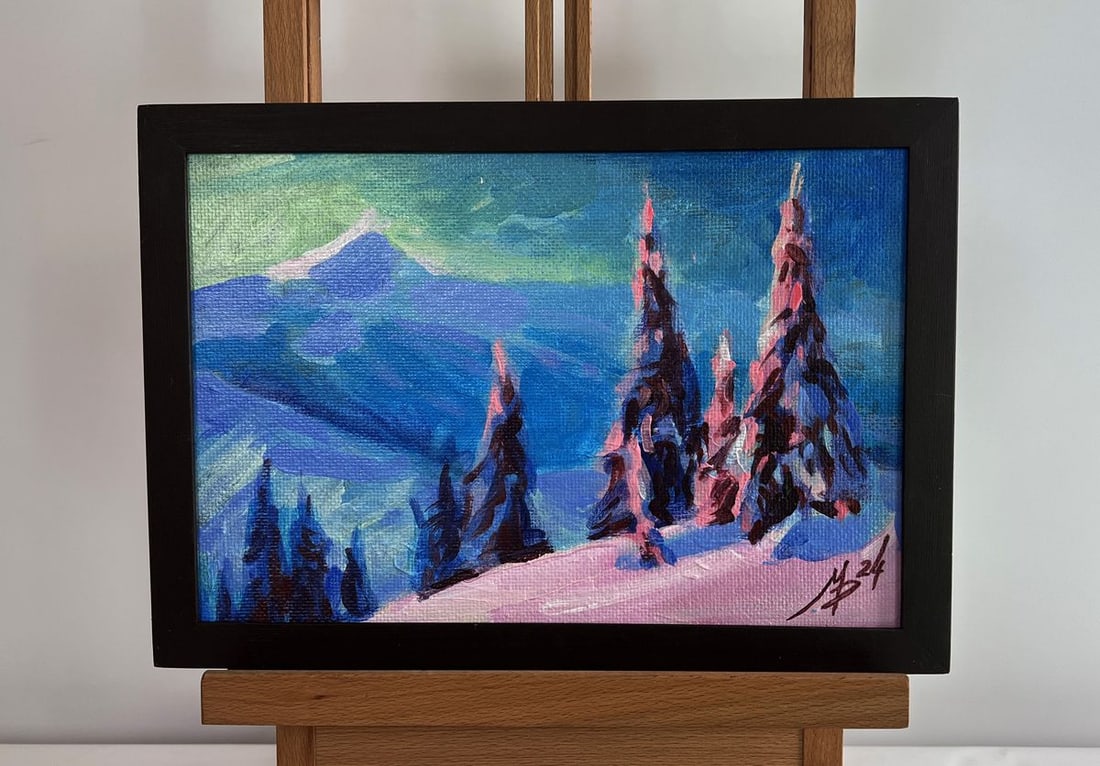 Acrylic painting In the winter mountains Mykhailo Patskan (1 of 10)