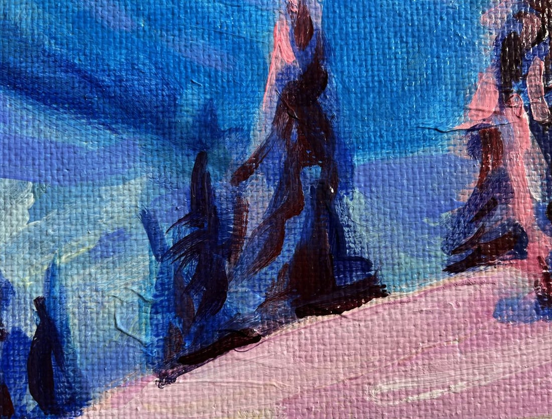 Acrylic painting In the winter mountains Mykhailo Patskan - 8