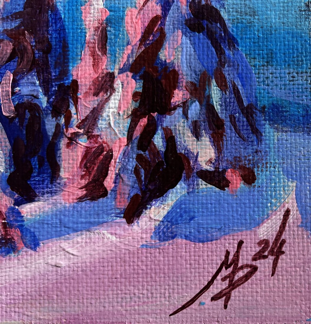 Acrylic painting In the winter mountains Mykhailo Patskan - 9