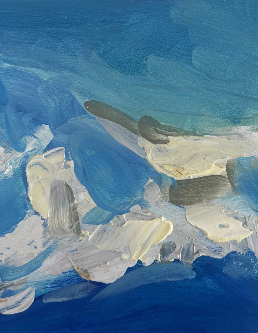 Acrylic painting Snowy village and mountain Mykhailo Patskan - 4