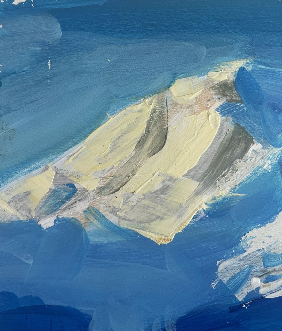 Acrylic painting Snowy village and mountain Mykhailo Patskan - 5