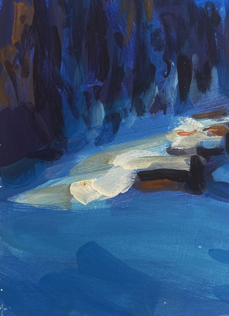 Acrylic painting Snowy village and mountain Mykhailo Patskan - 7