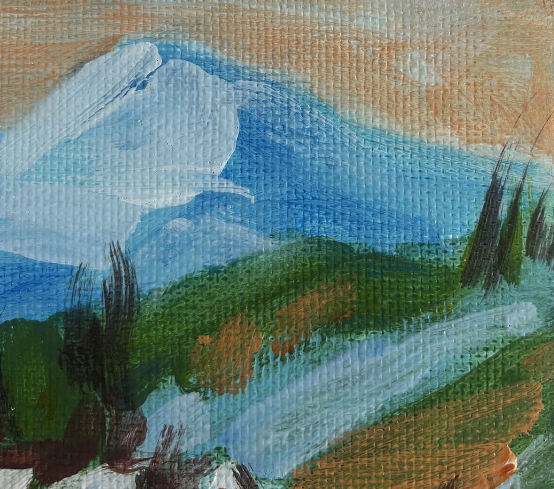 Acrylic painting Village at the foot of the mountain Mykhailo Patskan - 4