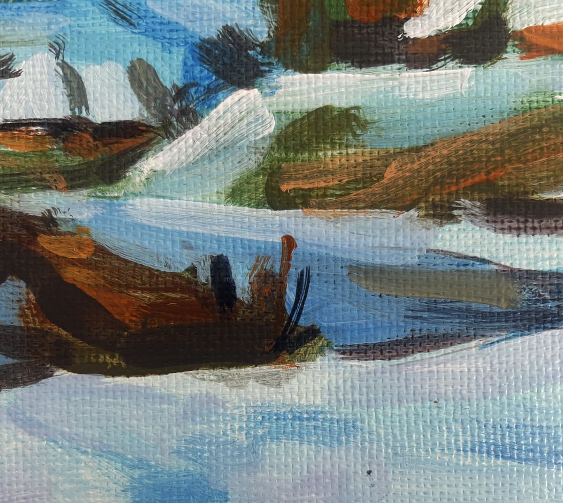 Acrylic painting Village at the foot of the mountain Mykhailo Patskan - 7