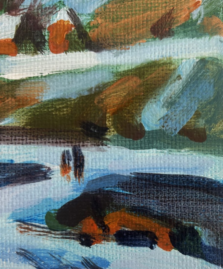 Acrylic painting Village at the foot of the mountain Mykhailo Patskan - 8