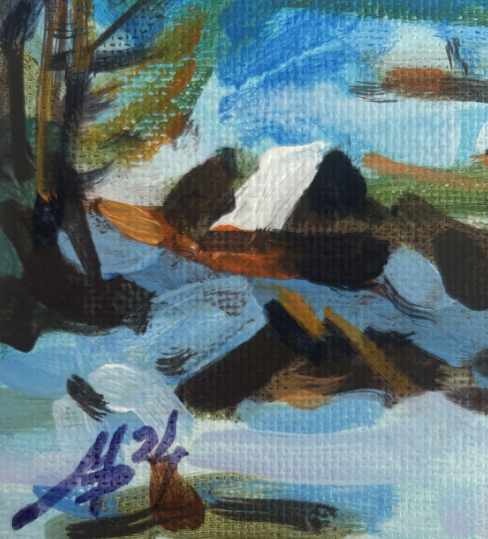 Acrylic painting Village at the foot of the mountain Mykhailo Patskan - 9