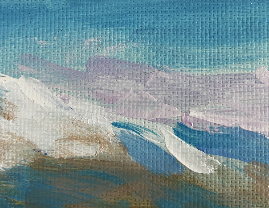 Acrylic painting Snow capped mountain peak Mykhailo Patskan - 5