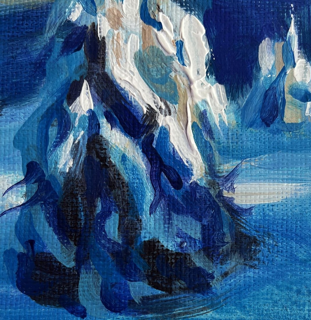 Acrylic painting Snow capped mountain peak Mykhailo Patskan - 8