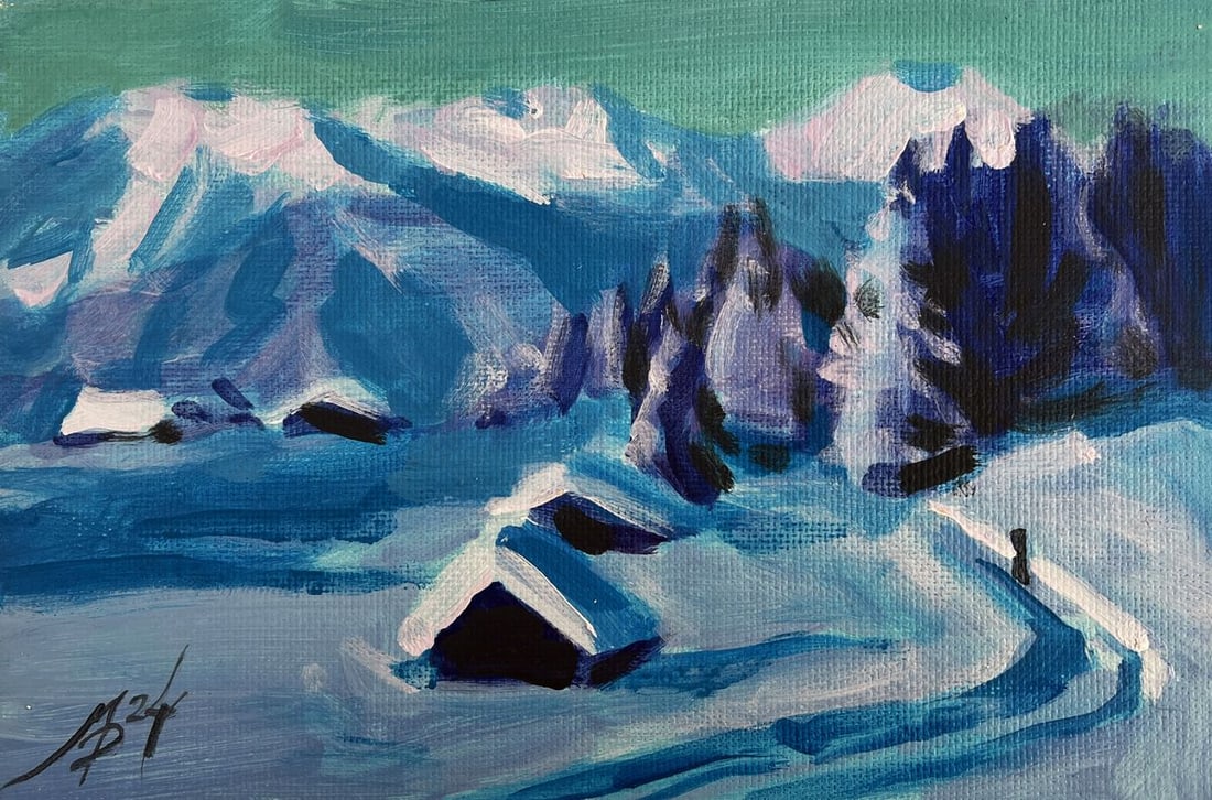 Acrylic painting After the winter snowstorm Mykhailo Patskan - 3